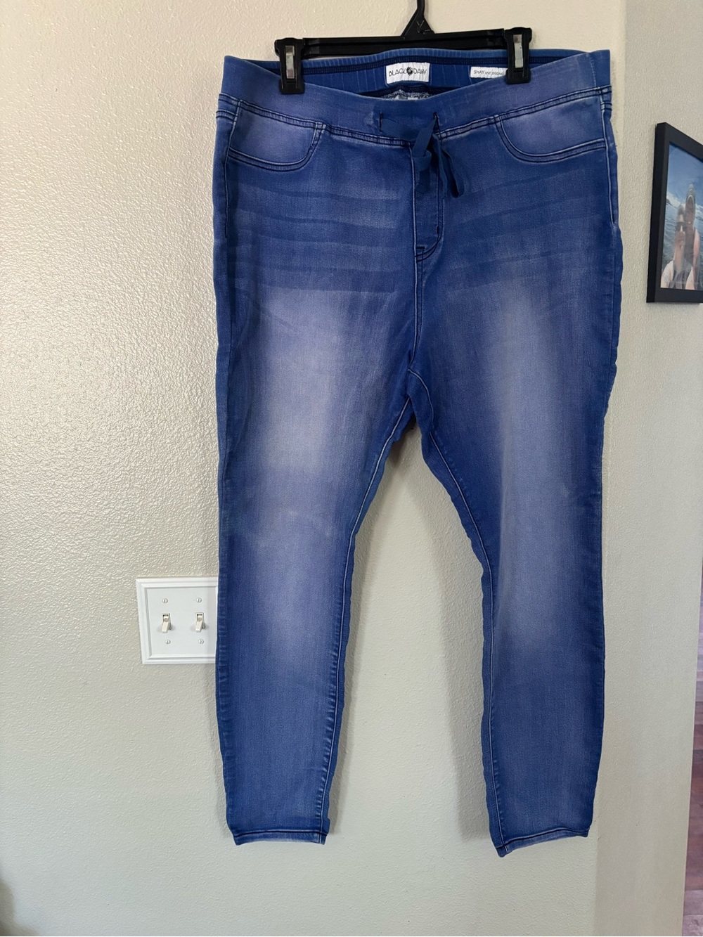 Black Daisy 2X Shay Knit Pull On Jeggings Drawstring Light Wash Plus Size